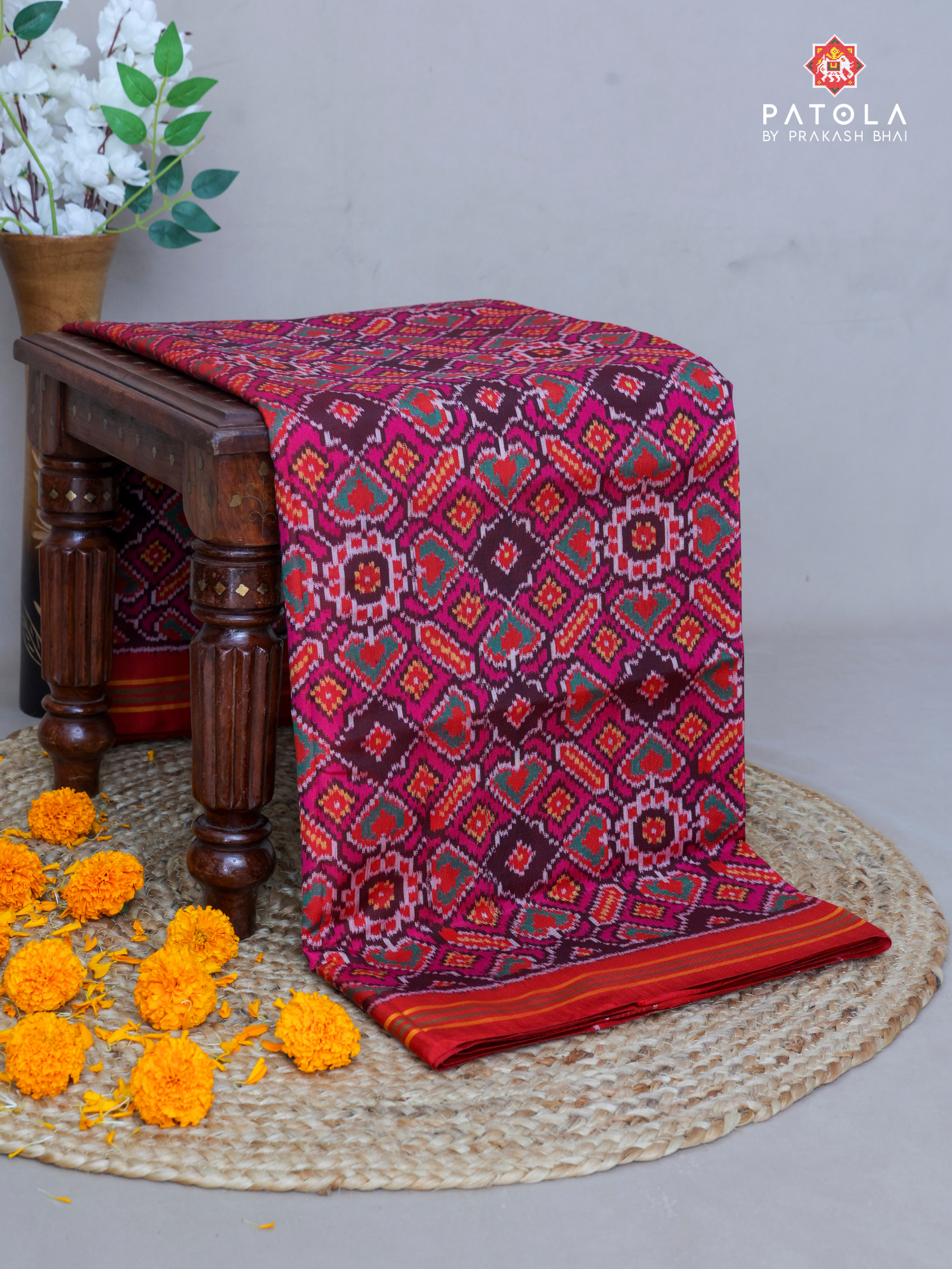 Panchanda Manekchowk Mix Design Semi Double Ikat Patola Saree